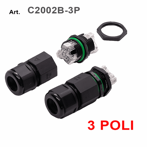 Connettore/pressacavo IP68 - attacco rapido, per scatole di derivazione per cavi multipolari ( da esterno ) - 3 POLI