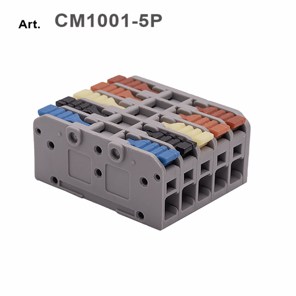 Morsetto/connettore attacco rapido a leva 5 POLI