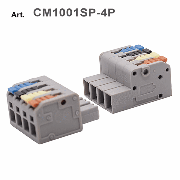 Morsetto/connettore maschio-femmina (presa-spina) con attacco rapido a leva 4 POLI