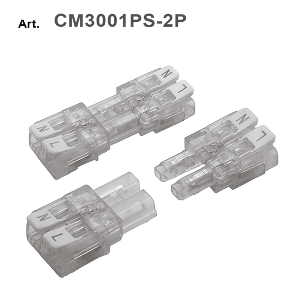 Morsetto / connettore maschio-femmina (presa-spina) con attacco rapido a leva  2 POLI