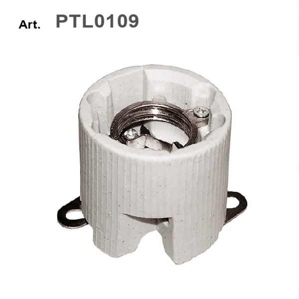 Portalampada E27 in ceramica con staffetta di fissaggio