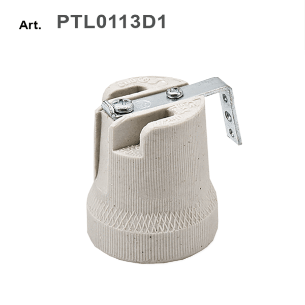 Portalampada E27 in ceramica con staffetta di fissaggio