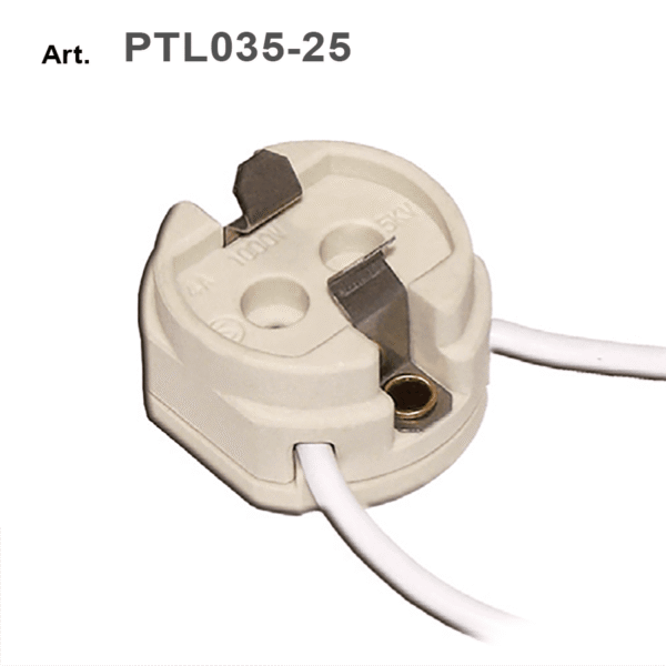 Portalampada G12 in ceramica per lampade a scarica di gas (con fili cm.25)