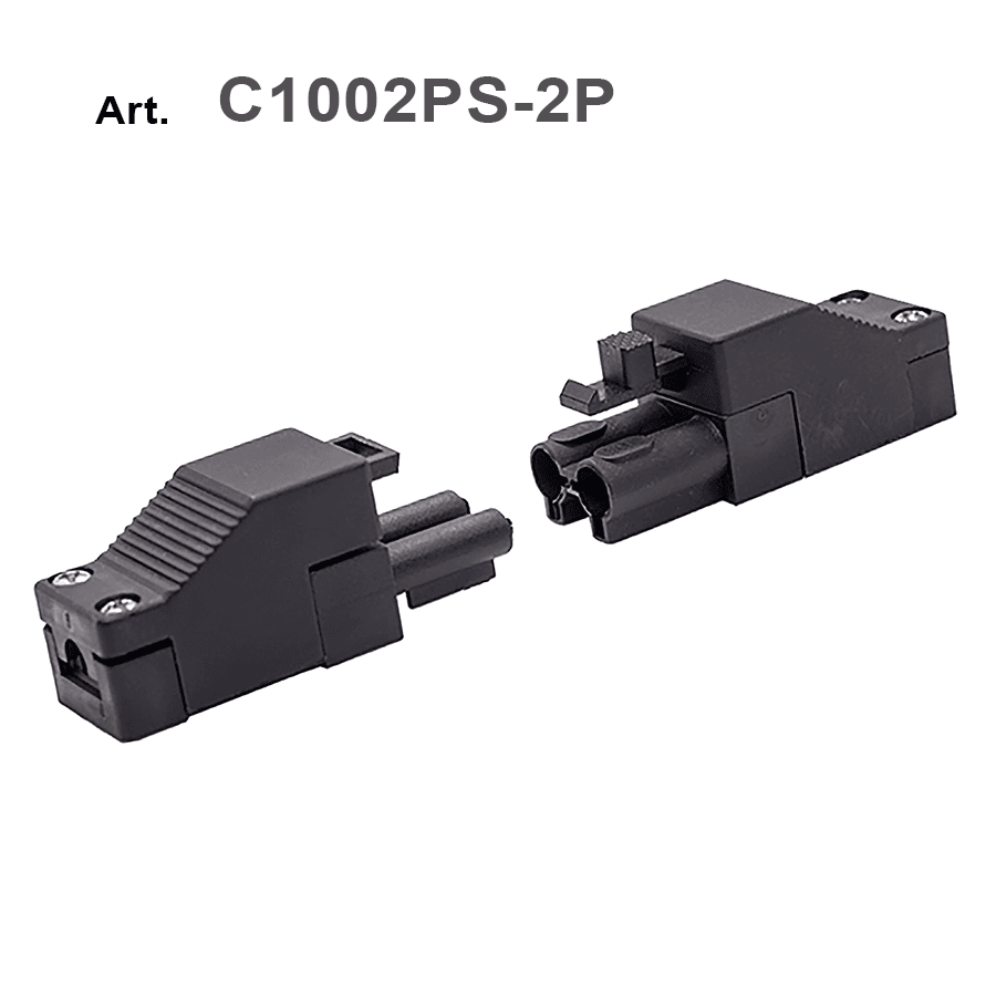 Connettore maschio femmina presa spina con fissacavo a 2 poli per collegamenti elettrici semplici e sicuri