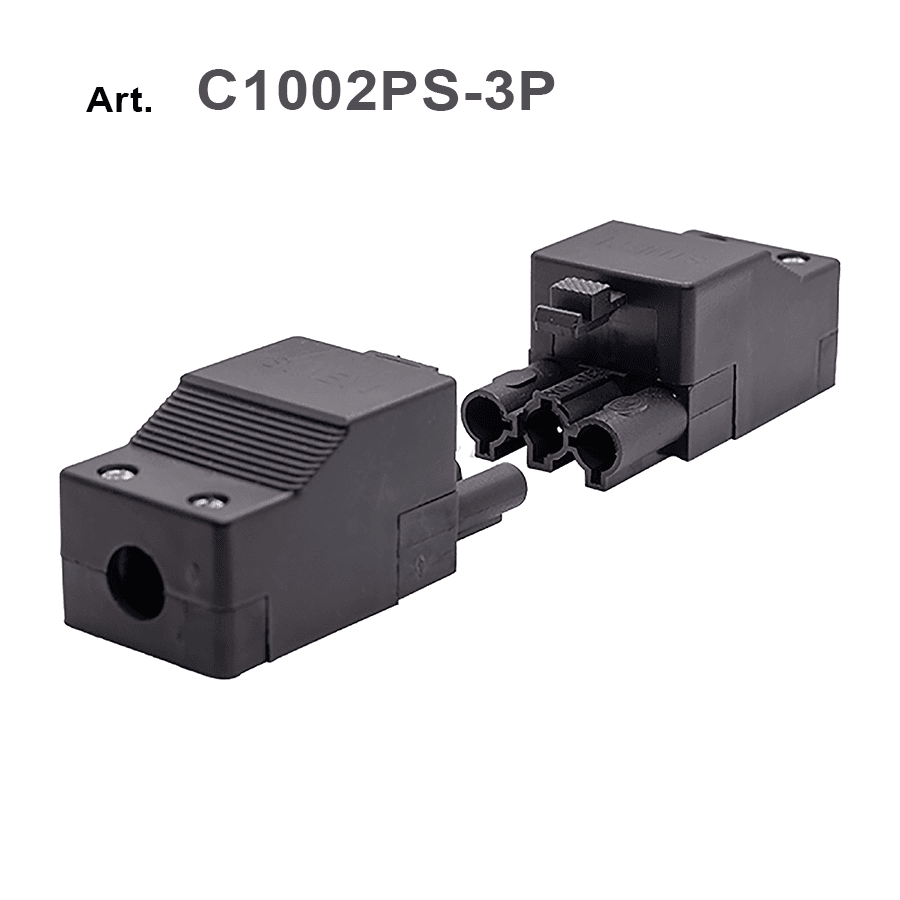 Connettore maschio femmina presa spina con fissacavo a 3 poli per collegamenti elettrici sicuri