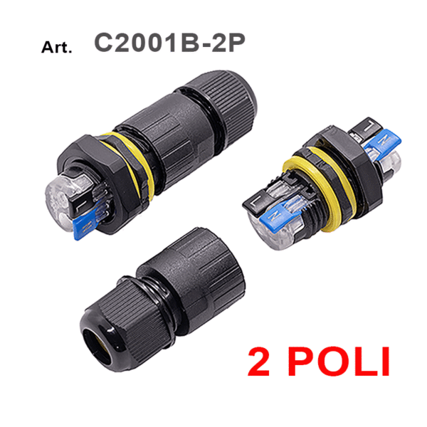 Connettore IP68 2 poli per installazione in scatola di derivazione