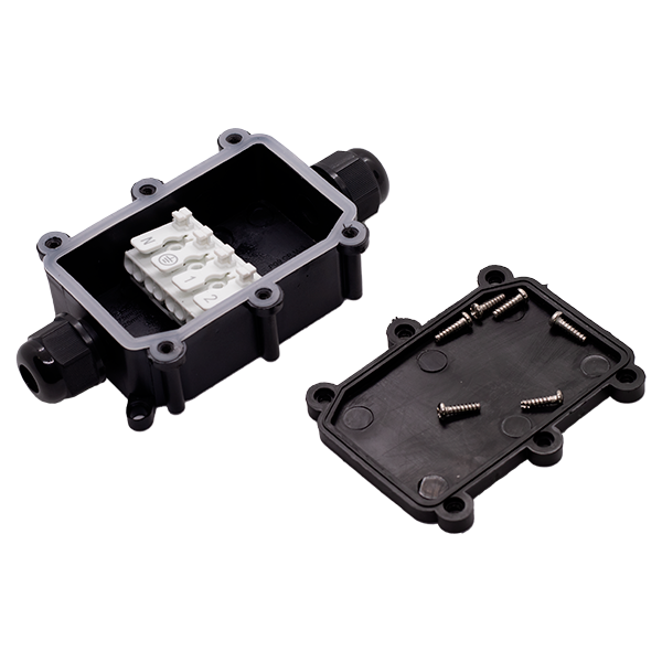 Interno scatola di derivazione IP68 con 2 PG9 e morsetto a innesto rapido in plastica