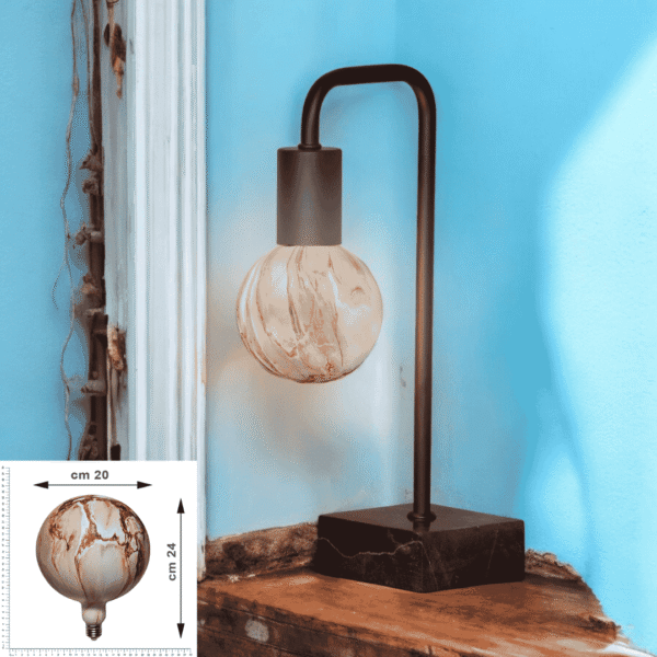 Lampadina LED decorativa E27 4W dimmerabile effetto marmo giallo e marrone – 3000K