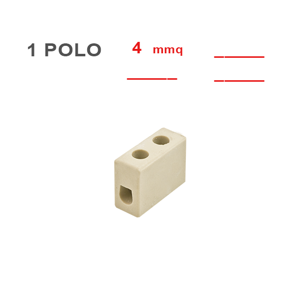 Connettore elettrico in ceramica 1 polo 4 mm2 per forno