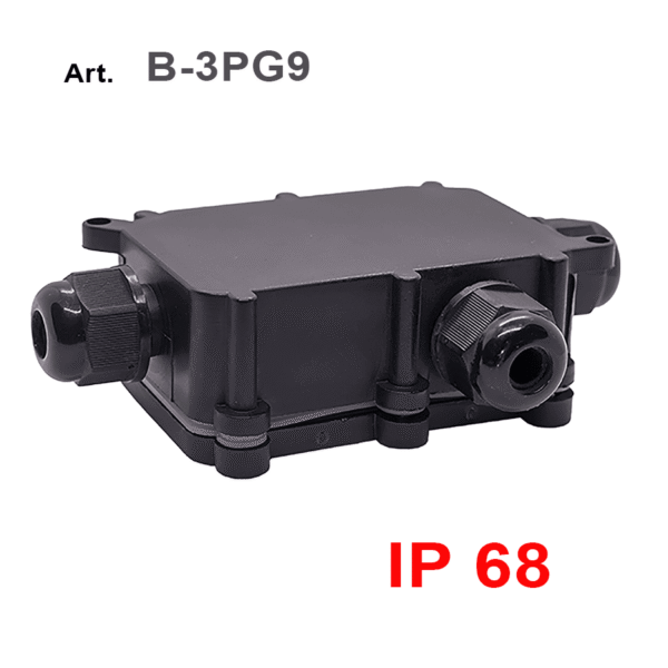 Scatola di derivazione IP68 con 3 pressacavi PG9 e morsetto a innesto rapido in plastica per cablaggi impermeabili