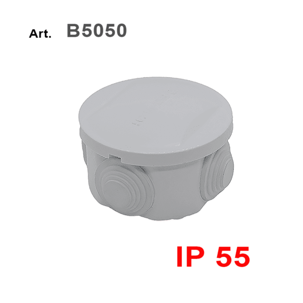 Scatola di derivazione in plastica tonda 50x50 con 4 ingressi modello B5050 per cablaggi elettrici sicuri