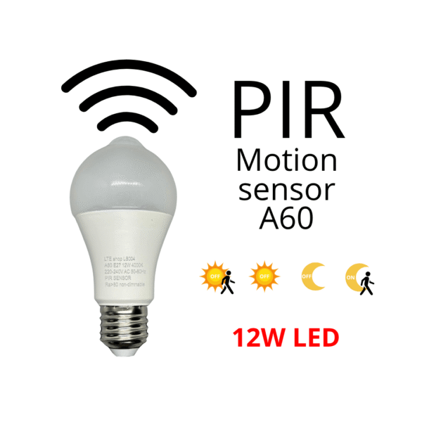 Lampadina LED E27 12W con sensore di presenza PIR e crepuscolare