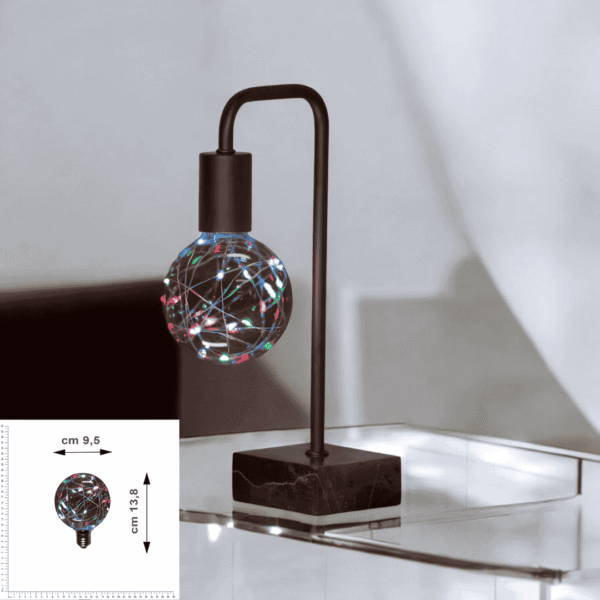 Lampadina LED decorativa E27 2W con filamento multicolore intermittente in vetro trasparente