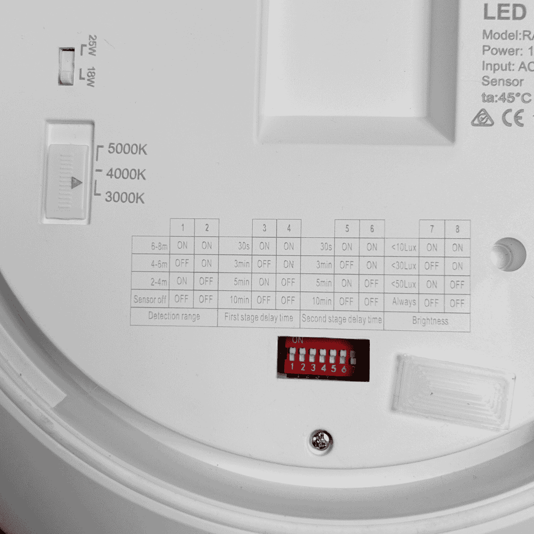 tabella regolaizone plafoniera 3cct 3000k 4000k 5000k