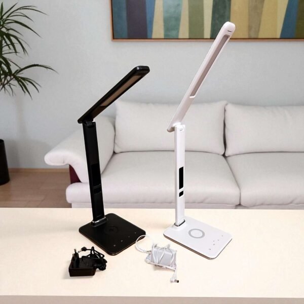 lampade da scrivania led pieghevoli dimmerabili con ricarica wireless bianca e nera