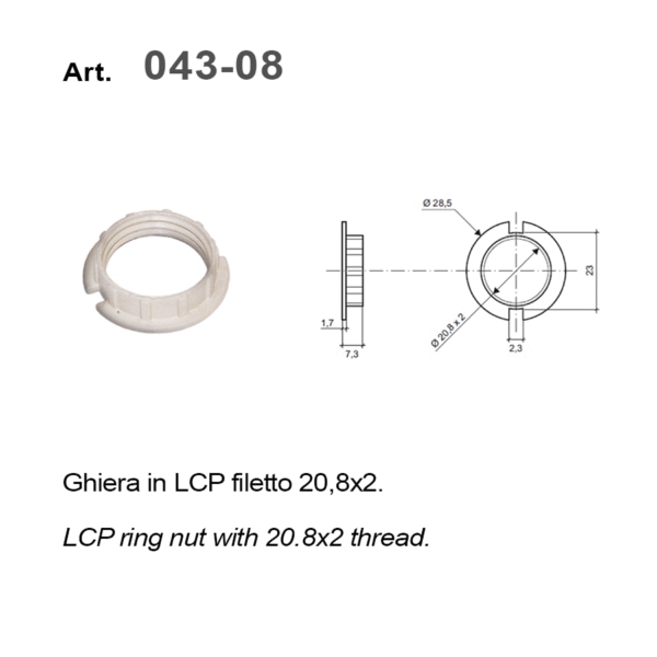 Ghiera in LCP filetto 20,8X2 mm.