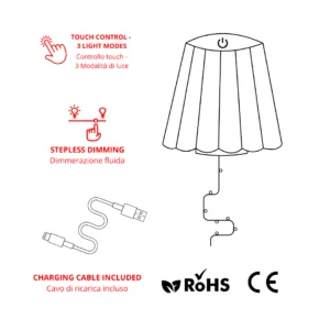 Lampada LED RGB per bottiglia con controllo touch, tre modalità di luce, dimmer regolabile e cavo USB incluso