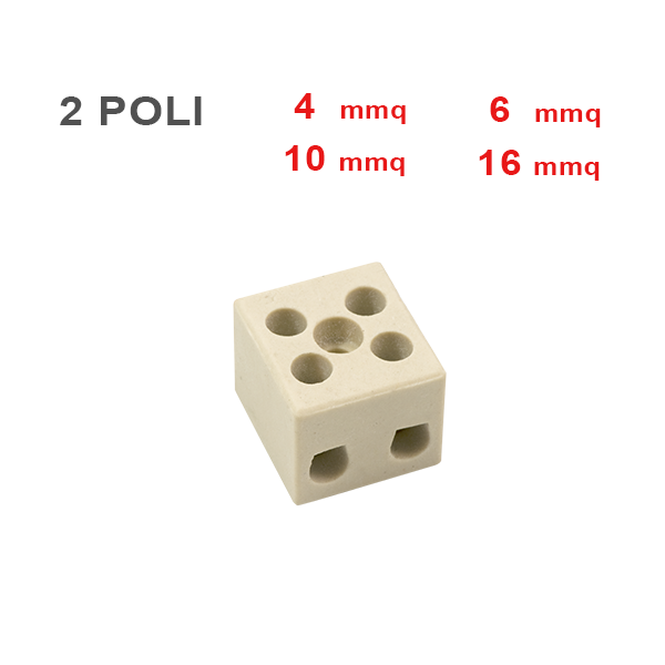Morsetto in ceramica 2 poli 300°C 400V
