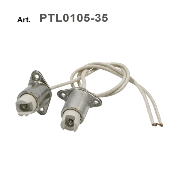 Coppia portalampada R7s 0105/35 con cavo in silicone calza vetro sez.1,5 cm.35