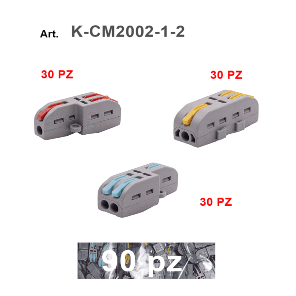 Confezione da 90 morsetti/connettori attacco rapido a leva 1-2 poli  (modulari componibili)