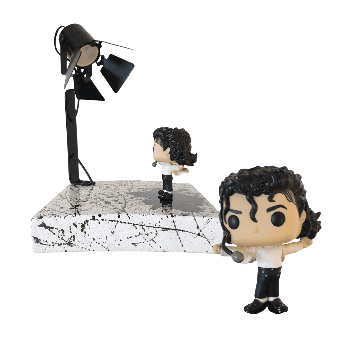 Lampada Artistica con Michael Jackson Funko Pop Originale e faremo LED RGB con Telecomando pezzo di design artigianale unico