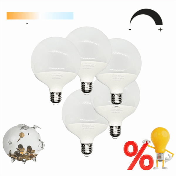 Confezione da 5 lampadine LED E27 15 W tonde dimmerabili 3000K